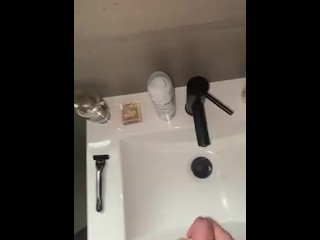 Gay twink cums in sink