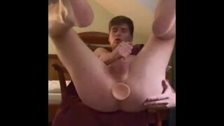 Twink play with his hole in a hotel room